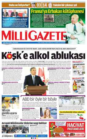 Milli Gazete Gazetesi 8 Haziran 2013 kapağı