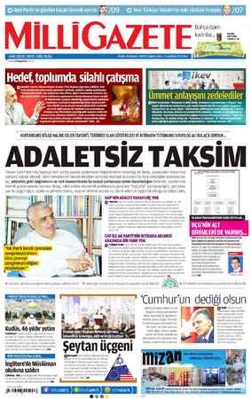 Milli Gazete Gazetesi June 11, 2013 kapağı