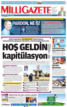 Milli Gazete Gazetesi 13 Haziran 2013 kapağı