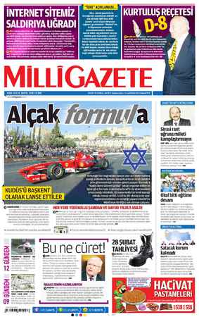 Milli Gazete Gazetesi 15 Haziran 2013 kapağı