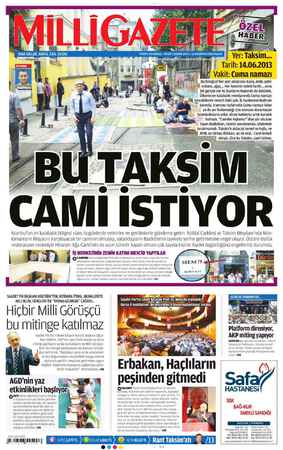 Milli Gazete Gazetesi 16 Haziran 2013 kapağı
