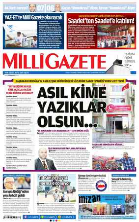 Milli Gazete Gazetesi 18 Haziran 2013 kapağı