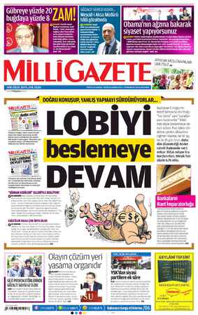 Milli Gazete Gazetesi 19 Haziran 2013 kapağı