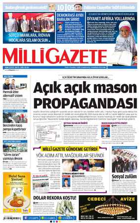 Milli Gazete Gazetesi 21 Haziran 2013 kapağı