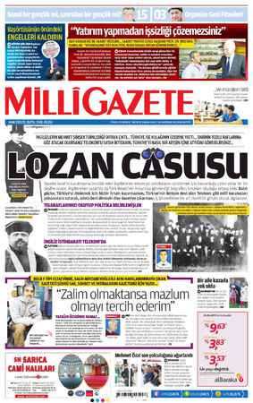 Milli Gazete Gazetesi June 24, 2013 kapağı