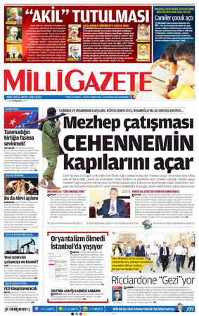 Milli Gazete Gazetesi 26 Haziran 2013 kapağı