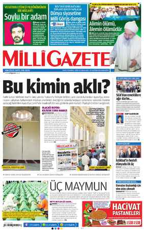 Milli Gazete Gazetesi June 29, 2013 kapağı