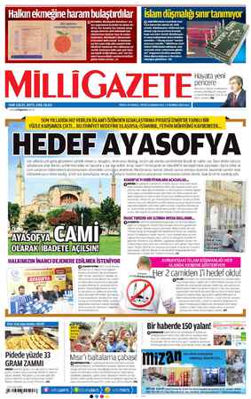 Milli Gazete Gazetesi 2 Temmuz 2013 kapağı