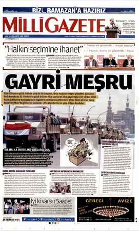 Milli Gazete Gazetesi 5 Temmuz 2013 kapağı