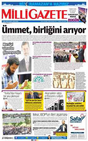 Milli Gazete Gazetesi 7 Temmuz 2013 kapağı