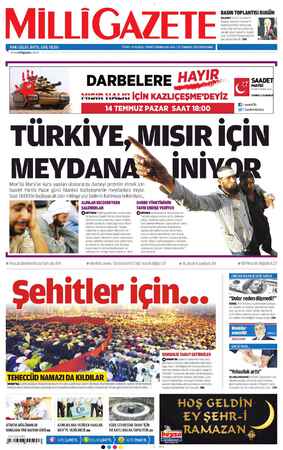 Milli Gazete Gazetesi 11 Temmuz 2013 kapağı