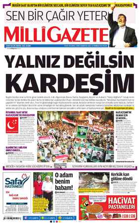 Milli Gazete Gazetesi 14 Temmuz 2013 kapağı