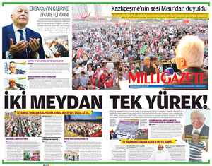 Milli Gazete Gazetesi 16 Temmuz 2013 kapağı