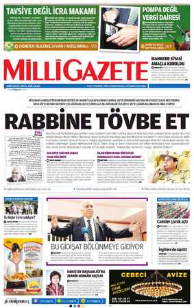 Milli Gazete Gazetesi 19 Temmuz 2013 kapağı