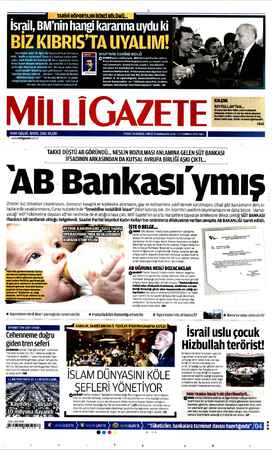 Milli Gazete Gazetesi 23 Temmuz 2013 kapağı
