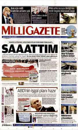 Milli Gazete Gazetesi 24 Temmuz 2013 kapağı