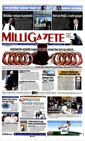 Milli Gazete Gazetesi 25 Temmuz 2013 kapağı