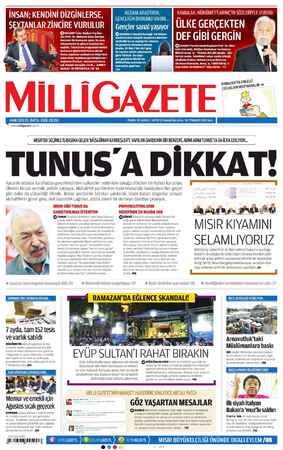 Milli Gazete Gazetesi 30 Temmuz 2013 kapağı