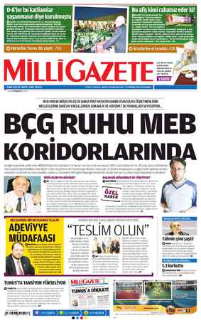 Milli Gazete Gazetesi 31 Temmuz 2013 kapağı