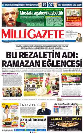 Milli Gazete Gazetesi 2 Ağustos 2013 kapağı