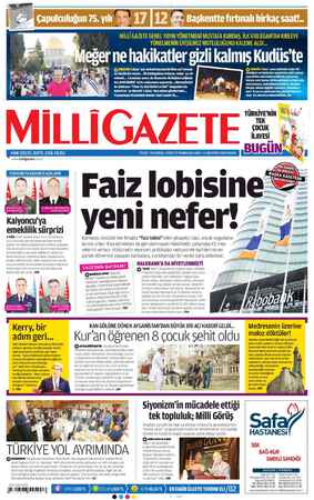 Milli Gazete Gazetesi 4 Ağustos 2013 kapağı