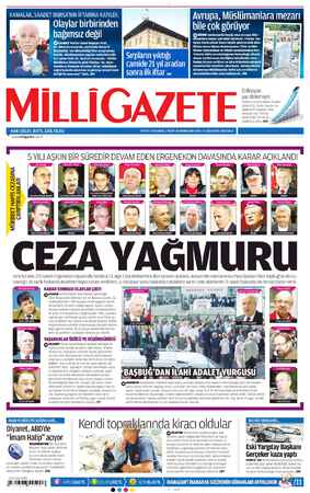 Milli Gazete Gazetesi 6 Ağustos 2013 kapağı