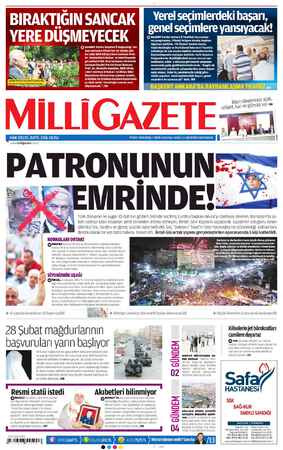 Milli Gazete Gazetesi 11 Ağustos 2013 kapağı