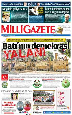 Milli Gazete Gazetesi 12 Ağustos 2013 kapağı