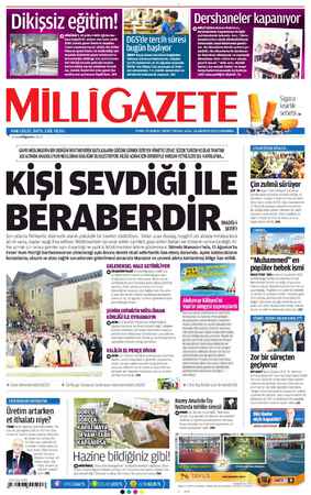 Milli Gazete Gazetesi 14 Ağustos 2013 kapağı