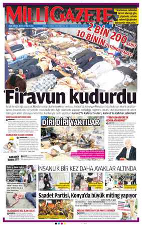 Milli Gazete Gazetesi 15 Ağustos 2013 kapağı