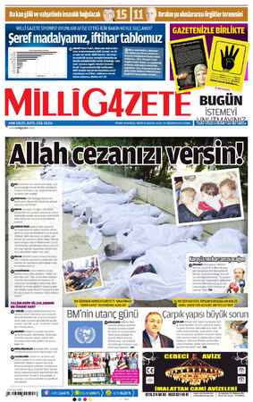 Milli Gazete Gazetesi 23 Ağustos 2013 kapağı