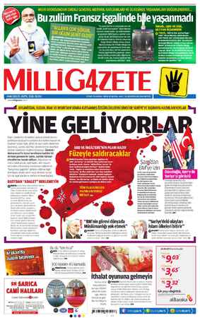 Milli Gazete Gazetesi 26 Ağustos 2013 kapağı