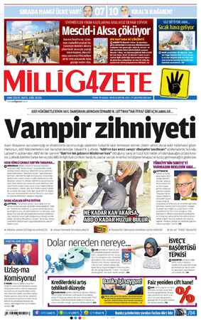 Milli Gazete Gazetesi 27 Ağustos 2013 kapağı
