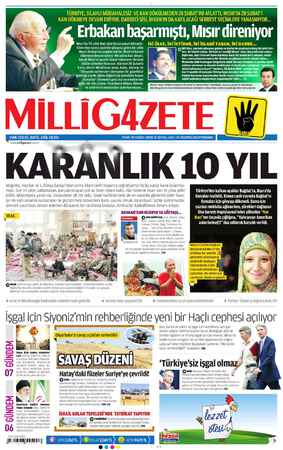 Milli Gazete Gazetesi 29 Ağustos 2013 kapağı