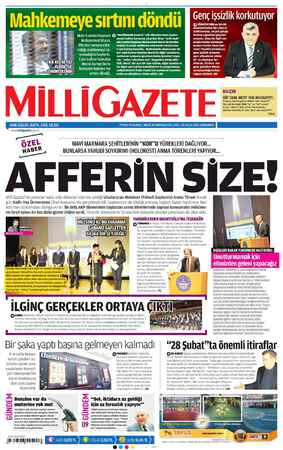 Milli Gazete sayfa 1