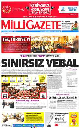 Milli Gazete sayfa 1