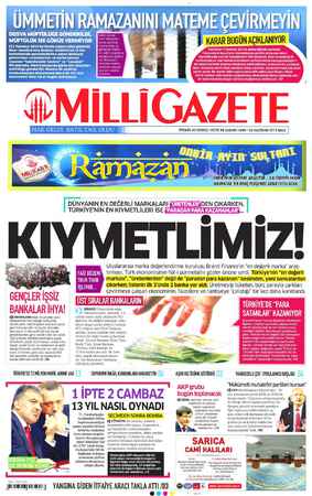 Milli Gazete sayfa 1