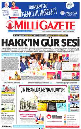 Milli Gazete sayfa 1