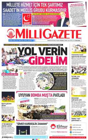 Milli Gazete sayfa 1