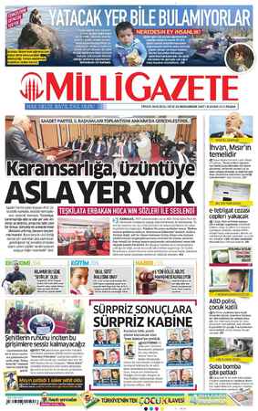 Milli Gazete sayfa 1