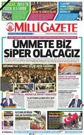 Milli Gazete sayfa 1