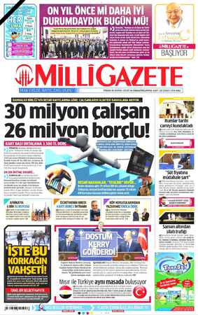 Milli Gazete sayfa 1