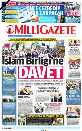 Milli Gazete sayfa 1