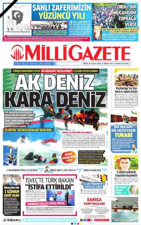 Milli Gazete sayfa 1