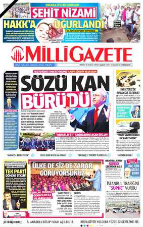 Milli Gazete sayfa 1