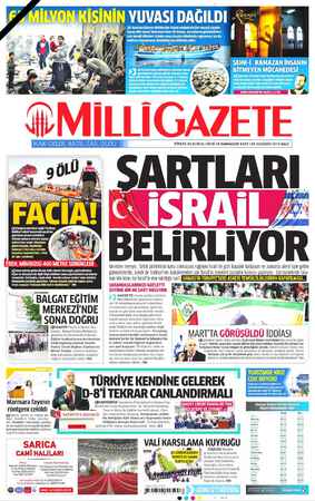 Milli Gazete sayfa 1