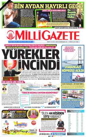 Milli Gazete sayfa 1