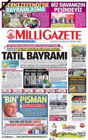 Milli Gazete sayfa 1