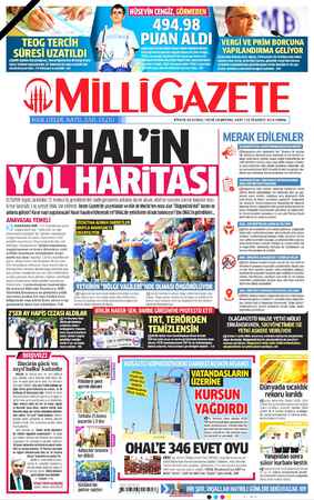 Milli Gazete sayfa 1