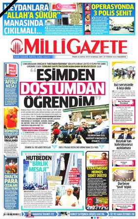 Milli Gazete sayfa 1